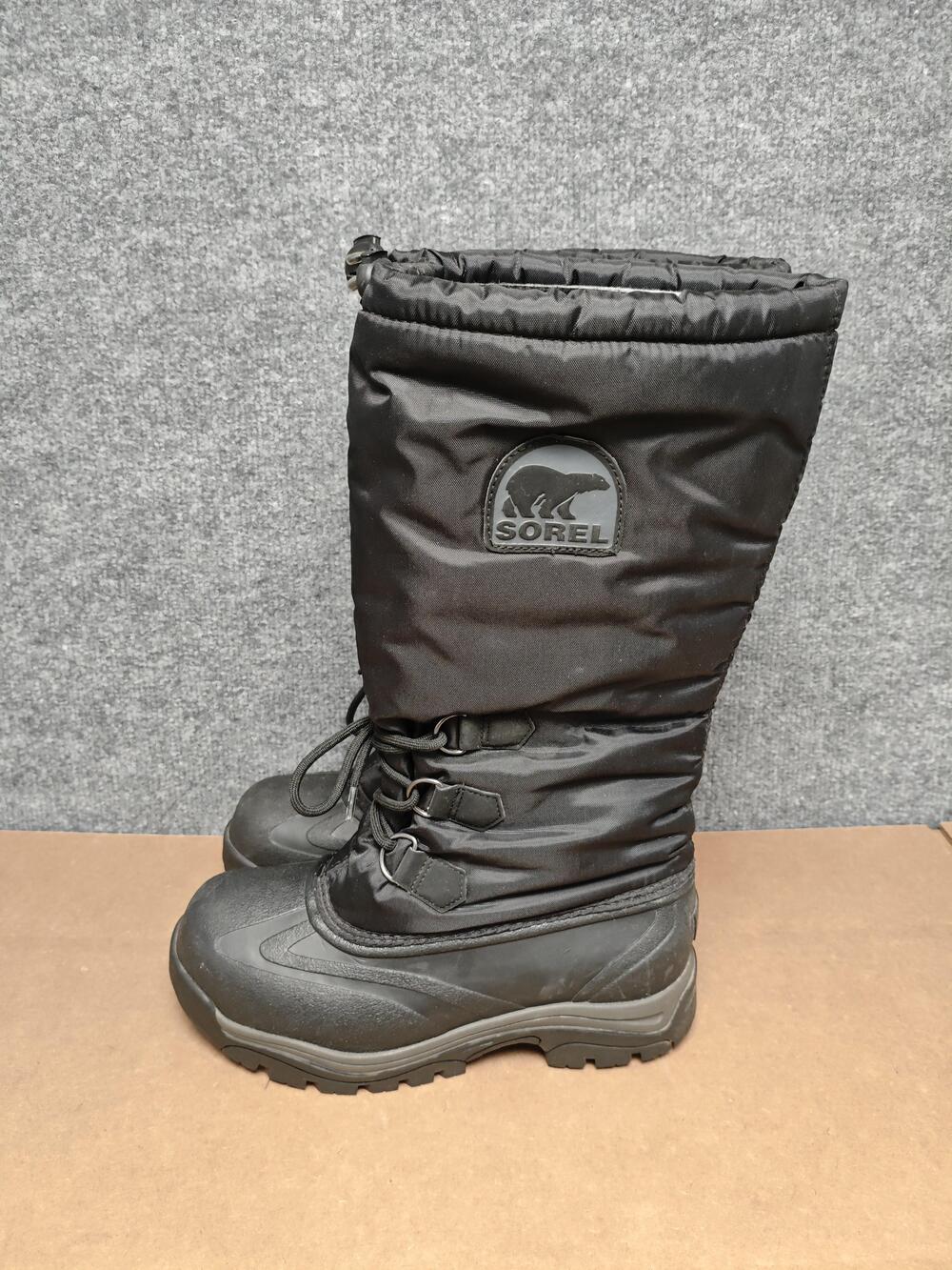 Sorel Boots Womens Size 8 Black Nylon Mid Calf Lace Up Snow Winter NL1082-010